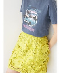 フラワーモチーフレースミニスカート
