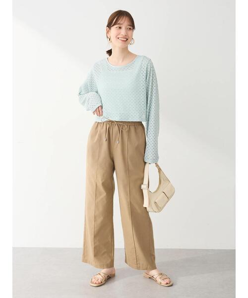 セール】綿麻混イージーワイドパンツ（その他パンツ）｜Green