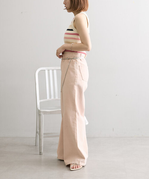 mystic（ミスティック）の「【WEB限定カラーあり】配色ニットタンク（タンクトップ・レディース・ブラック系その他/オフホワイト/ブラック/ブルー/イエロー/ピンク/ベージュ/グリーン/オリーブ・FREE）」の13枚目の写真