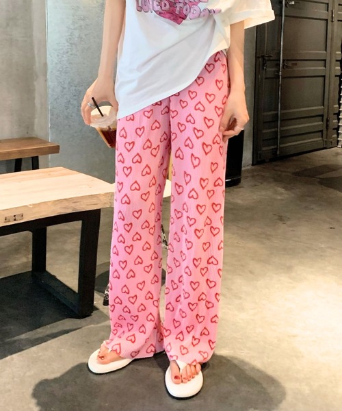 FLUTTER ピンク イージーパンツ FLUTTER(フラッター) FL Logo Easy Pants 3色(SUMI/BLUE/D.PINK