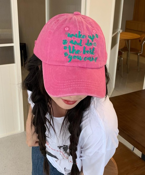 TONE SELECT GOODS（トーンセレクトグッズ）の「pur chouchou/ロゴ刺繍キャップ P4254（キャップ・レディース・グリーン/アイボリー/ダークグリーン/ダークブラウン/ブラック/ピンク・FREE）」の6枚目の写真