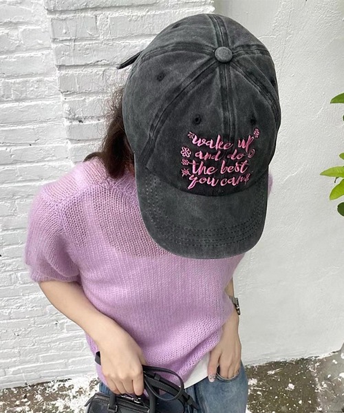 TONE SELECT GOODS（トーンセレクトグッズ）の「pur chouchou/ロゴ刺繍キャップ P4254（キャップ・レディース・グリーン/アイボリー/ダークグリーン/ダークブラウン/ブラック/ピンク・FREE）」の2枚目の写真