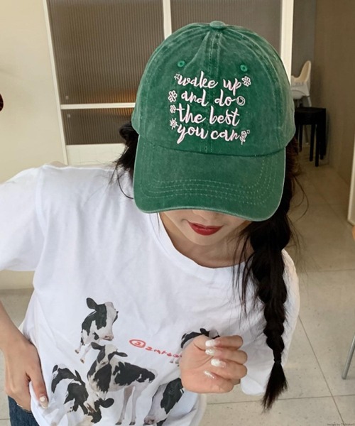 TONE SELECT GOODS（トーンセレクトグッズ）の「pur chouchou/ロゴ刺繍キャップ P4254（キャップ・レディース・グリーン/アイボリー/ダークグリーン/ダークブラウン/ブラック/ピンク・FREE）」の4枚目の写真