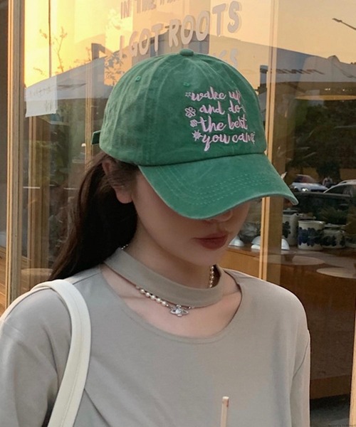 TONE SELECT GOODS（トーンセレクトグッズ）の「pur chouchou/ロゴ刺繍キャップ P4254（キャップ・レディース・グリーン/アイボリー/ダークグリーン/ダークブラウン/ブラック/ピンク・FREE）」の19枚目の写真