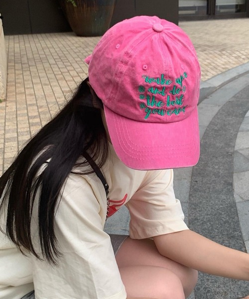 TONE SELECT GOODS（トーンセレクトグッズ）の「pur chouchou/ロゴ刺繍キャップ P4254（キャップ・レディース・グリーン/アイボリー/ダークグリーン/ダークブラウン/ブラック/ピンク・FREE）」の18枚目の写真