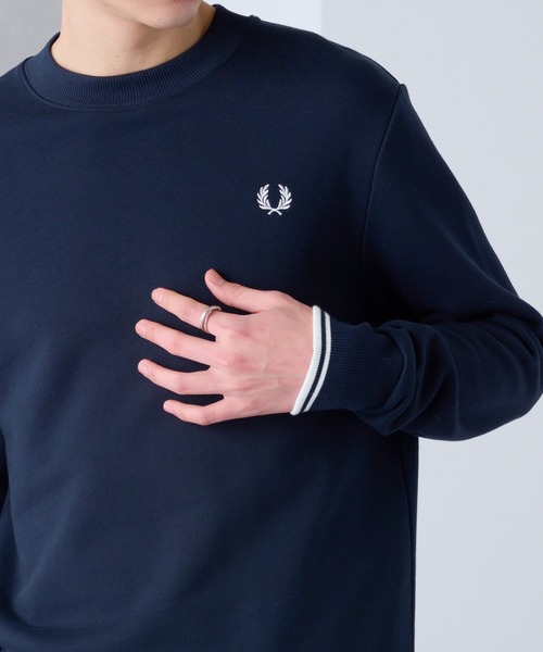 フレッドペリースウェット ネイビー L Crew Neck Sweatshirt FRED PERRY】Crew Neck SweatShirt M7535（スウェット）｜FRED