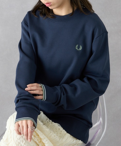 fredperry クルーネックスウェット ネイビー S FRED PERRY/フレッドペリークルーネック スウェットトレーナーネイビー
