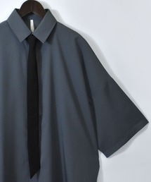 HALHAM | PEストレッチネクタイビッグシャツ/レギュラーカラー半袖シャツ(シャツ/ブラウス)