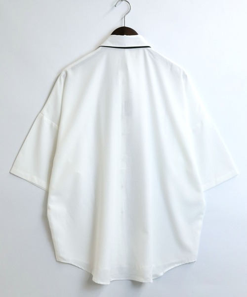 HALHAM（ハルハム）の「PEストレッチネクタイビッグシャツ/レギュラーカラー半袖シャツ（シャツ/ブラウス・メンズ・ダークグレー/ホワイト/ブラック・M/L/XL）」の4枚目の写真