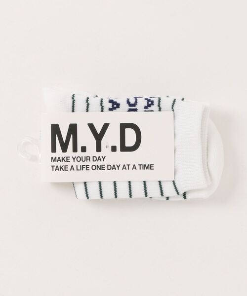 MAKE YOUR DAY(メイクユアデイ)の「MYDボーダーロゴソックス(ソックス/靴下・キッズ・ブラック/ブルー/ネイビー/レッド・24/21/18/15 )」の6枚目の写真