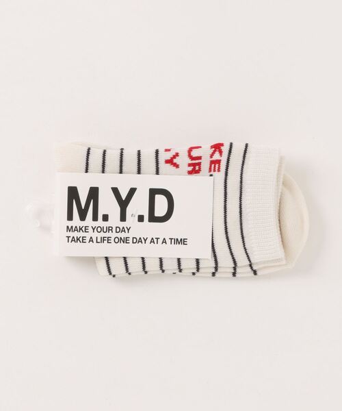 MAKE YOUR DAY(メイクユアデイ)の「MYDボーダーロゴソックス(ソックス/靴下・キッズ・ブラック/ブルー/ネイビー/レッド・24/21/18/15 )」の8枚目の写真