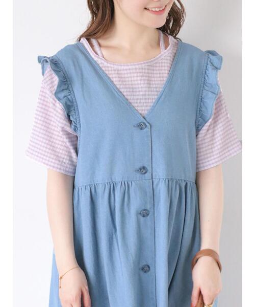 ehka sopo(エヘカソポ)の「ギンガムチェックプルオーバー(Tシャツ/カットソー・レディース・グリーン/イエロー/ブラック/ラベンダー・F)」の3枚目の写真