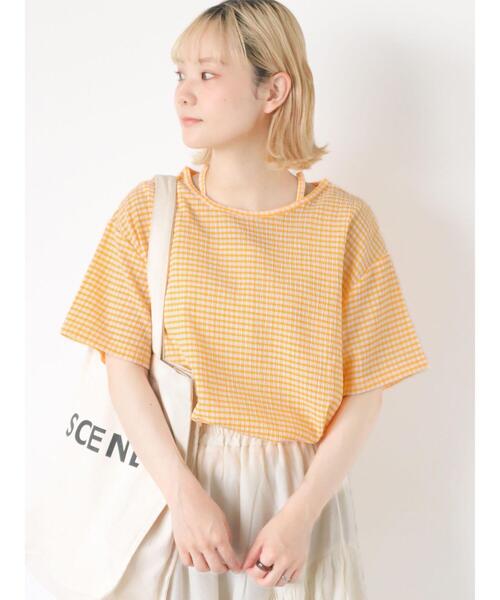 ehka sopo(エヘカソポ)の「ギンガムチェックプルオーバー(Tシャツ/カットソー・レディース・グリーン/イエロー/ブラック/ラベンダー・F)」の4枚目の写真