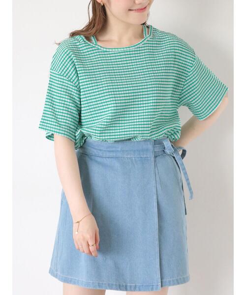 ehka sopo(エヘカソポ)の「ギンガムチェックプルオーバー(Tシャツ/カットソー・レディース・グリーン/イエロー/ブラック/ラベンダー・F)」の2枚目の写真