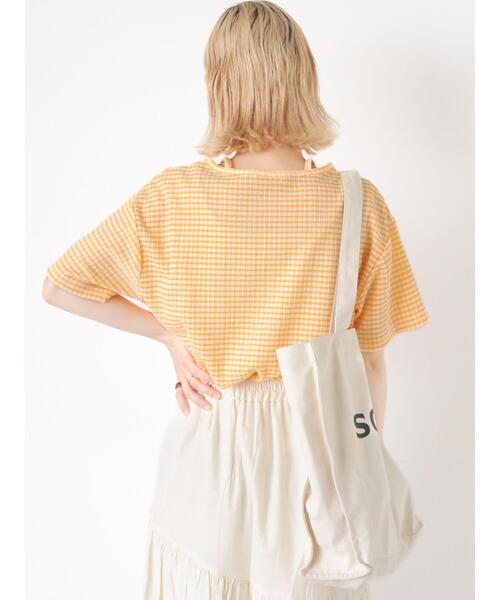 ehka sopo(エヘカソポ)の「ギンガムチェックプルオーバー(Tシャツ/カットソー・レディース・グリーン/イエロー/ブラック/ラベンダー・F)」の19枚目の写真