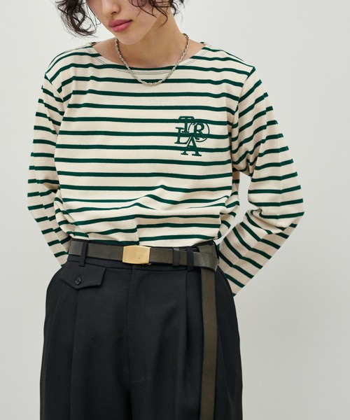 LARUTA(ラルータ)の「【LARUTA】厚盛りちびロゴ刺繍ロンT(Tシャツ/カットソー・レディース・アイボリー/ブラック/グリーン/ブラウン/オフホワイト・FREE)」の5枚目の写真