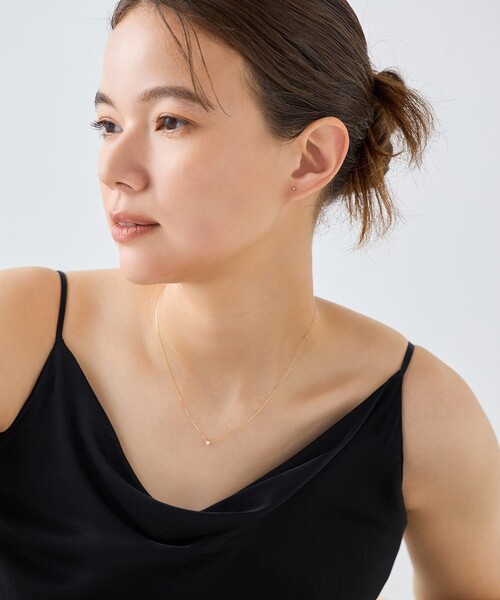 ete（エテ）の「○[ピース] K10YG ダイヤモンド パール ピアス（ピアス