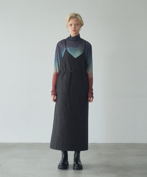Happy John（ハッピージョン）の「quilting cami dress/キルティングキャミワンピース（ワンピース・レディース・ブラック/チャコールグレー・FREE）」の3枚目の写真