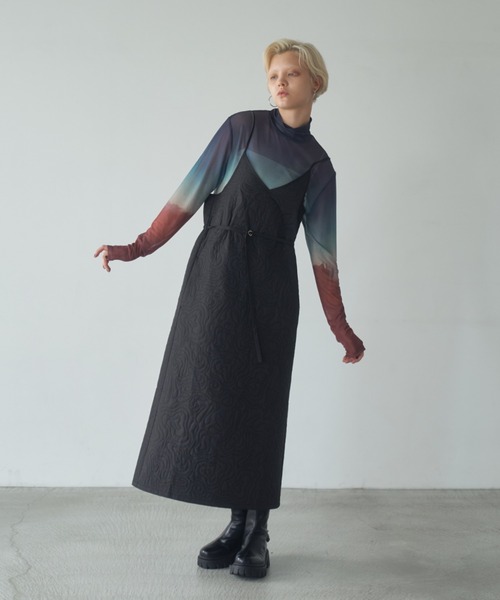 Happy John（ハッピージョン）の「quilting cami dress/キルティングキャミワンピース（ワンピース・レディース・ブラック/チャコールグレー・FREE）」の5枚目の写真