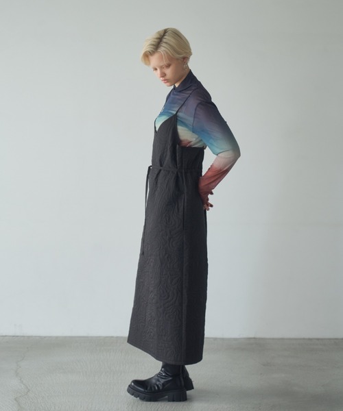 Happy John（ハッピージョン）の「quilting cami dress/キルティングキャミワンピース（ワンピース・レディース・ブラック/チャコールグレー・FREE）」の7枚目の写真