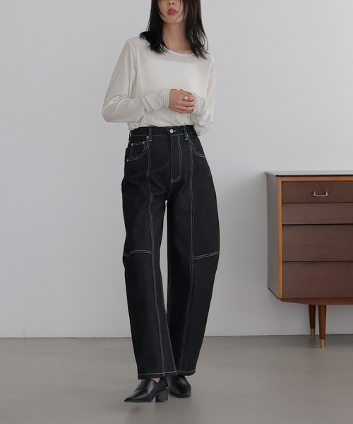 LIAN（リアン）の「センターシームカーブデニムパンツ（デニムパンツ・レディース・グレー/ブラック/ブルー/インディゴブルー・MEDIUM/SMALL）」の10枚目の写真