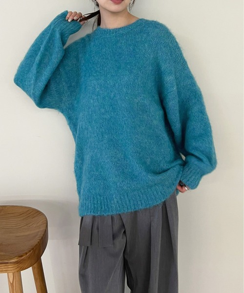 Olu.(オルドット)の「バックリボンニットプルオーバー(ニット/セーター・レディース・ベージュ/パープル/グレー/ブルー・FREE)」の8枚目の写真