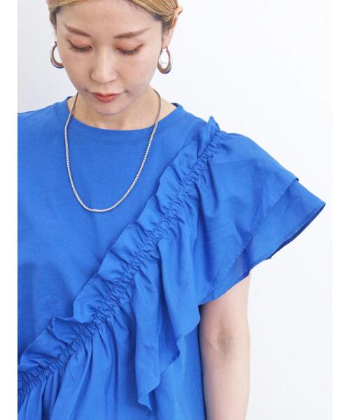 Samansa Mos2 blue(サマンサモスモスブルー)の「◎フリルドッキングプルオーバー(Tシャツ/カットソー・レディース・ブルー/オフホワイト/ブラック・F)」の21枚目の写真