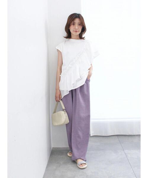 Samansa Mos2 blue(サマンサモスモスブルー)の「◎フリルドッキングプルオーバー(Tシャツ/カットソー・レディース・ブルー/オフホワイト/ブラック・F)」の14枚目の写真