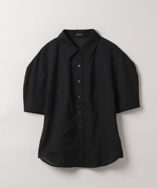 JEANASIS（ジーナシス）の「パワーショルダーレギュラーシャツSS/139759（シャツ/ブラウス・レディース・ブラック/オフホワイト・FREE）」の2枚目の写真