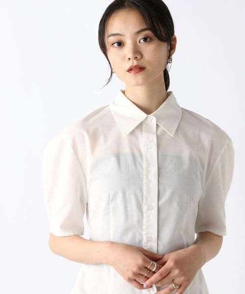 JEANASIS（ジーナシス）の「パワーショルダーレギュラーシャツSS/139759（シャツ/ブラウス・レディース・ブラック/オフホワイト・FREE）」の8枚目の写真