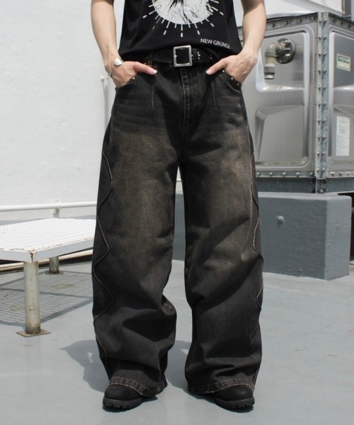 パンツ BADWAY Grunge studs wide denim BADWAY Grunge studs wide denim (完売品) Grunge studs wide denim – YZ