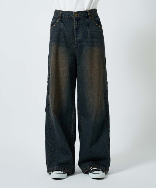 パンツ badway Grunge stripe denim IMG_9022_600x600_crop_center.