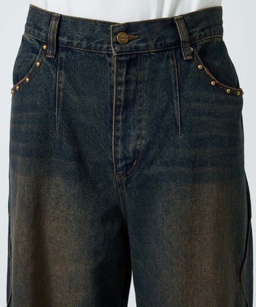 パンツ BADWAY Grunge studs wide denim Grunge studs wide denim – YZ