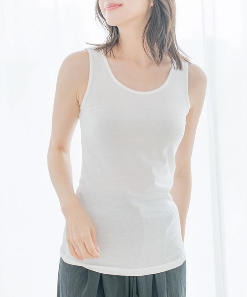 Jayro(ジャイロ)の「コーマ糸タンクトップ(タンクトップ・レディース・ホワイト系その他/グリーン/ピンク/ベージュ/ネイビー/イエロー/ブラック/グレー/ブルー・L/M)」の2枚目の写真