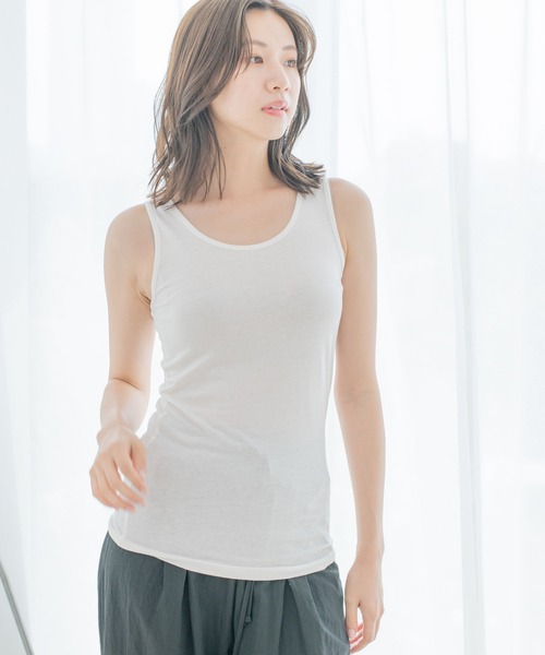 Jayro(ジャイロ)の「コーマ糸タンクトップ(タンクトップ・レディース・ホワイト系その他/グリーン/ピンク/ベージュ/ネイビー/イエロー/ブラック/グレー/ブルー・L/M)」の17枚目の写真