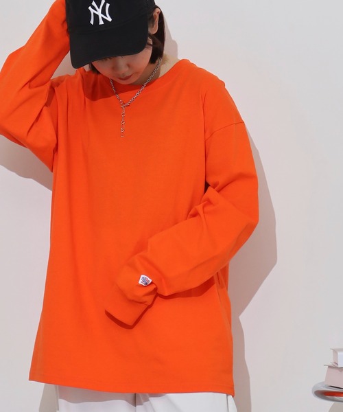 JEMORGAN(ジェーイーモーガン)の「JEMORGAN 天竺クルーネックL/S-T(Tシャツ/カットソー・メンズ・杢グレー/ブラック/オフホワイト/ネイビー/モカ/オレンジ/パープル/グリーン・L/M/XL)」の8枚目の写真