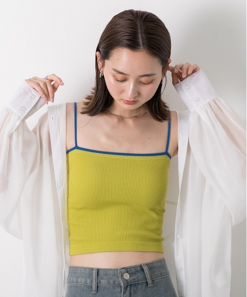 ad thie（アドティエ）の「カップ付き バイカラーキャミソール（キャミソール・レディース・ブラウン/グリーン/ブラック・FREE）」の17枚目の写真