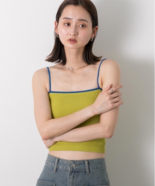 ad thie（アドティエ）の「カップ付き バイカラーキャミソール（キャミソール・レディース・ブラウン/グリーン/ブラック・FREE）」の12枚目の写真