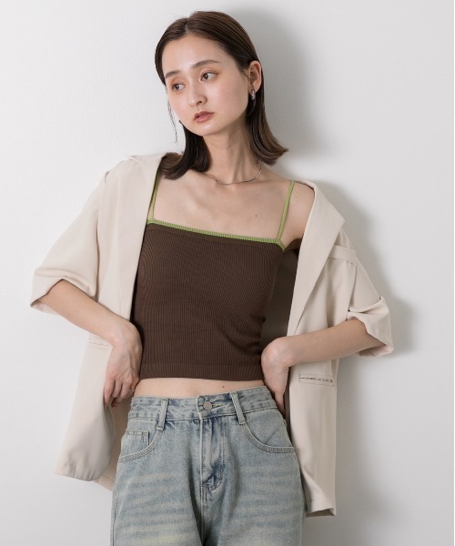 ad thie（アドティエ）の「カップ付き バイカラーキャミソール（キャミソール・レディース・ブラウン/グリーン/ブラック・FREE）」の21枚目の写真