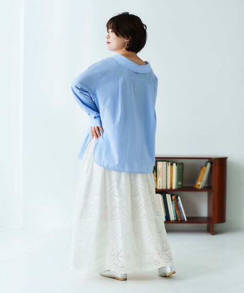 le.coeur blanc（ルクールブラン）の「抜き衿デザインブラウス（シャツ/ブラウス・レディース・ブルー系その他2/オフホワイト・38）」の16枚目の写真