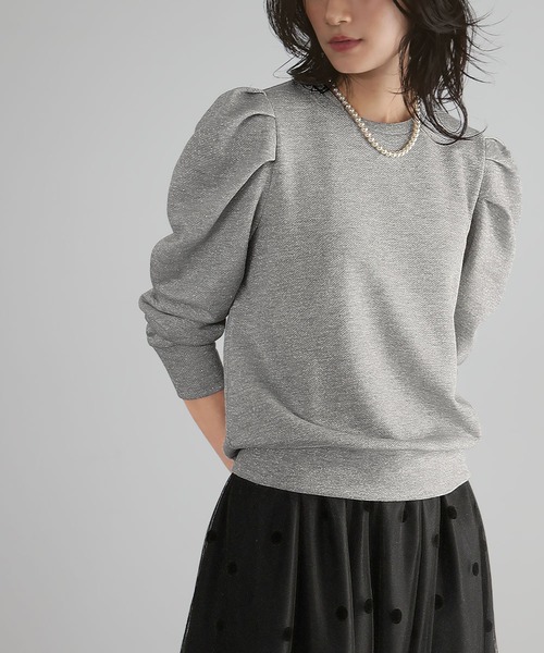 ELFRANK(エルフランク)の「ショルダーギャザーラメトップス(Tシャツ/カットソー・レディース・グレー/ブラック/オフホワイト・FREE)」の9枚目の写真
