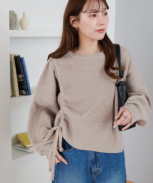 DISCOAT(ディスコート)の「【8色展開!/WEB限定】畦ギャザープルオーバー(ニット/セーター・レディース・グレー/ブラウン/オレンジ/ブラック/ネイビー/ホワイト/モカ/ダークブラウン・FREE)」の22枚目の写真