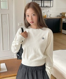 A'GEM/9 × .kom 『muah muah/ムーアムーア』 STITCH LOGO BASIC KNIT/ステッチロゴベーシックニット