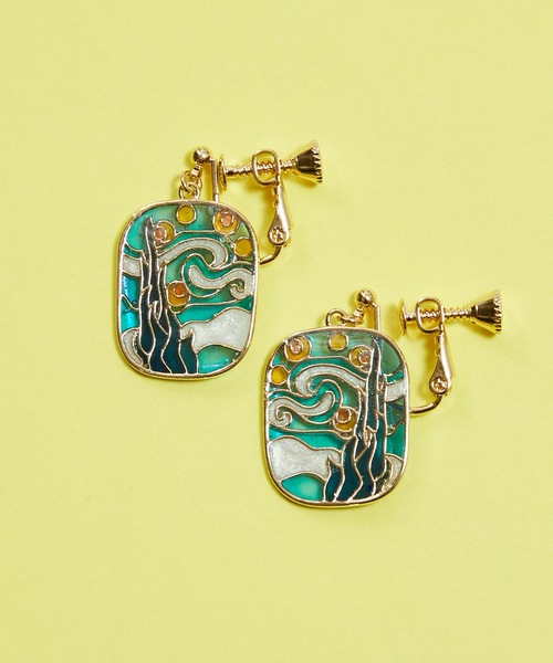 gargle（ガーグル）の「gargle ガーグル：アートシリーズ　ステンドアート　フェルメール　ゴッホ　イヤリング（イヤリング・レディース・イエロー/ブルー・FREE）」の6枚目の写真