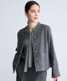 JURGEN LEHL ノーカラーツイードジャケット グレー系 JURGEN LEHL ノーカラーツイードジャケット グレー系 JURGEN