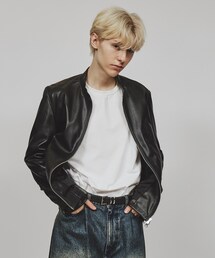 tk.TAKEO KIKUCHI（ティーケータケオキクチ）の「シンセティックレザーシングルライダースブルゾン（ブルゾン・メンズ）」