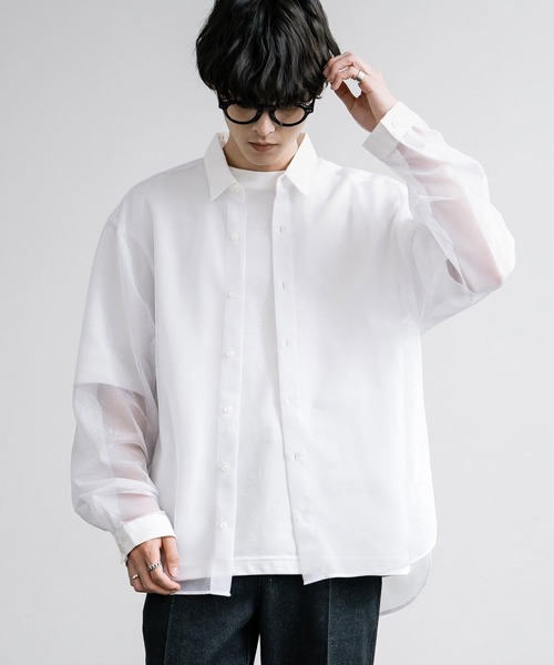 Rocky Monroe(ロッキーモンロー)の「日本製 国産 ポリエステルメッシュルーズシャツ(シャツ/ブラウス・メンズ・ホワイト/ブラック・M/L)」の5枚目の写真