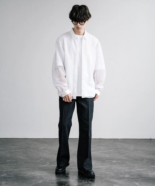 Rocky Monroe(ロッキーモンロー)の「日本製 国産 ポリエステルメッシュルーズシャツ(シャツ/ブラウス・メンズ・ホワイト/ブラック・M/L)」の6枚目の写真
