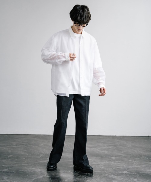Rocky Monroe(ロッキーモンロー)の「日本製 国産 ポリエステルメッシュルーズシャツ(シャツ/ブラウス・メンズ・ホワイト/ブラック・M/L)」の7枚目の写真