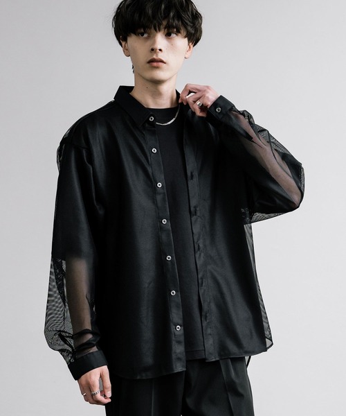 Rocky Monroe(ロッキーモンロー)の「日本製 国産 ポリエステルメッシュルーズシャツ(シャツ/ブラウス・メンズ・ホワイト/ブラック・M/L)」の8枚目の写真